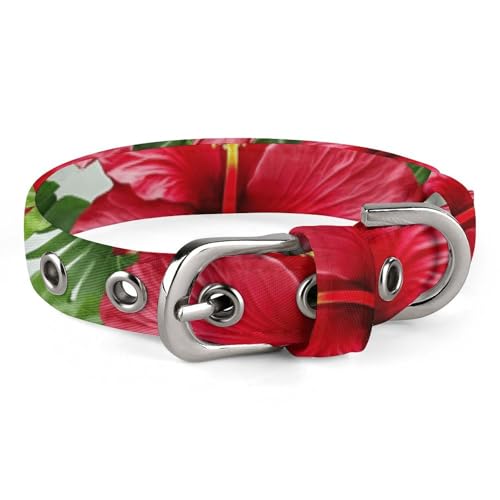 Hundehalsband, Hibiskusblumen-Druck, verstellbares Haustierhalsband, geeignet für kleine und mittelgroße Hunde, Katzen von HKMNTGD