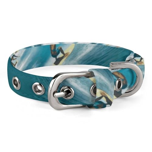 Hundehalsband, bedruckt mit Surf-Motiv, verstellbar, geeignet für kleine und mittelgroße Hunde, Katzen von HKMNTGD