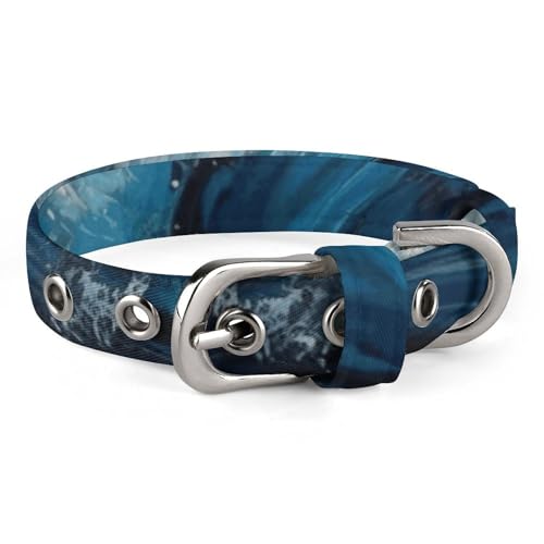 Hundehalsband, blaue Wellenmalerei, bedrucktes Haustierhalsband, verstellbar, geeignet für kleine und mittelgroße Hunde, Katzen von HKMNTGD