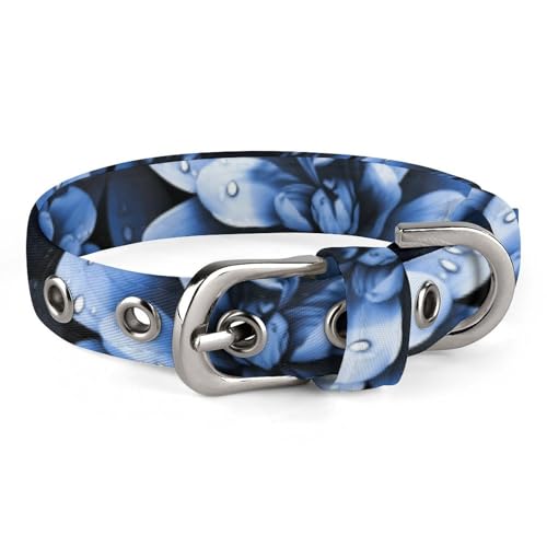 Hundehalsband, blaues Blumendruck, verstellbares Haustierhalsband, geeignet für kleine und mittelgroße Hunde, Katzen von HKMNTGD