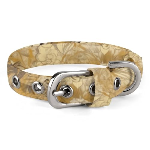 Hundehalsband, goldfarben und beige mit Blumen bedruckt, verstellbares Haustierhalsband, geeignet für kleine und mittelgroße Hunde, Katzen von HKMNTGD