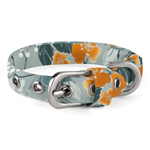 Hundehalsband, kleine orangefarbene Blumen, bedruckt, verstellbares Haustierhalsband, geeignet für kleine und mittelgroße Hunde, Katzen von HKMNTGD