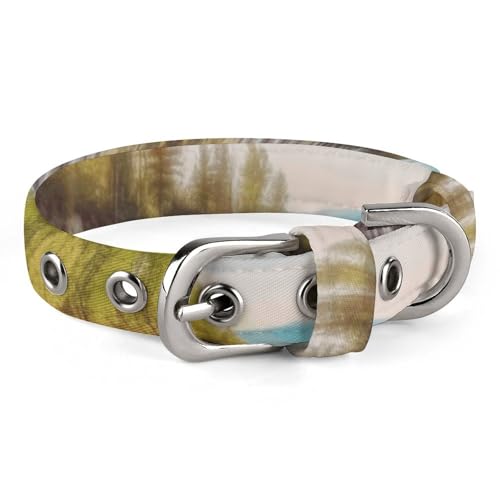 Hundehalsband, mit sauberem Wasser und Seelenlandschaft, bedrucktes Haustierhalsband, verstellbar, geeignet für kleine und mittelgroße Hunde, Katzen von HKMNTGD