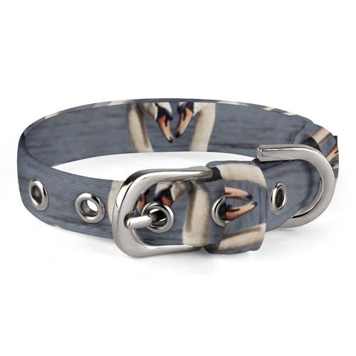 Hundehalsband, romantisches weißes Schwanen-Motiv, verstellbares Haustierhalsband, geeignet für kleine und mittelgroße Hunde, Katzen von HKMNTGD