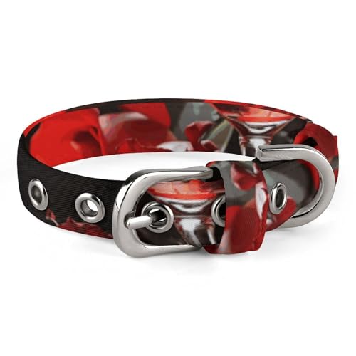 Hundehalsband, rotes Weinglas und Kerze, bedrucktes Haustierhalsband, verstellbar, geeignet für kleine und mittelgroße Hunde, Katzen von HKMNTGD