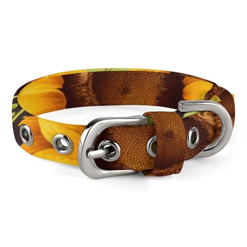 Hundehalsband, schönes Sonnenblumen-bedrucktes Haustierhalsband, verstellbar, geeignet für kleine und mittelgroße Hunde, Katzen von HKMNTGD