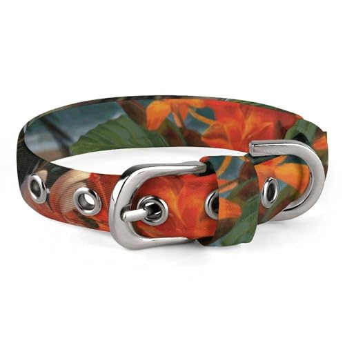 Hundehalsband, tropische Blumen und Dekorationen, bedrucktes Haustierhalsband, verstellbar, geeignet für kleine und mittelgroße Hunde, Katzen von HKMNTGD