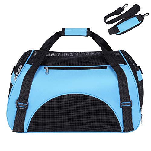 HKSCKJ Tragbare Transporttasche für Katzen und Hunde, Handtasche für Katzen und Hunde, Transportbox, für Katzen und Hunde, atmungsaktiv und faltbar, Reisetasche, Tiere, mit verstellbarem Schultergurt von HKSCKJ