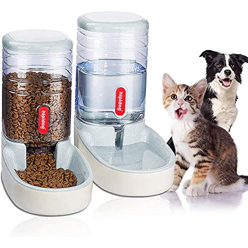 HKUKUUU Automatischer Wasser- und Futterspender für Haustiere, Katzen, Hunde mit Napfunterlage aus Silikon 3.8Lx 2,Grey von HKUKUUU