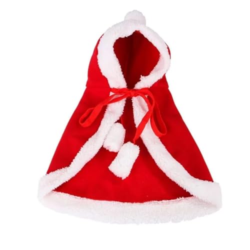 Haustier Weihnachtskleidung Katzenkostüm Weihnachtsmann Cosplay Lustige Verwandelte Katze/Hund Haustier Weihnachtsumhang Dress Up Kleidung Roter Schal Umhang Requisiten Dekor (Farbe: Rot, Größe: S) von HKYBCF