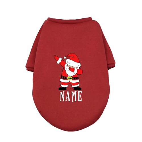 Haustier Weihnachtskleidung Personalisierte Haustier Hund Weihnachtskleidung Hirsch mit Namen Hunde Winter Warme Hoodies Bulldogge für Welpen Medium Hund Kleidung Geschenk (Farbe: RD-25, Größe: Xl) von HKYBCF