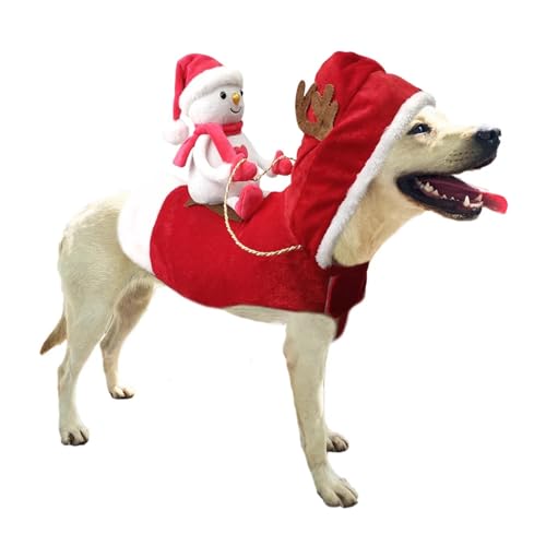 Haustier Weihnachtskleidung Weihnachten Hund Kostüm Weihnachtsmann Reiten Haustier Cosplay Kostüme Party Hunde Outfit für kleine, mittelgroße und große Hunde Weihnachtsmann Haustierkleidung (Farbe: von HKYBCF