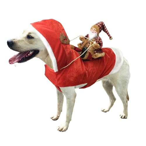 Haustier Weihnachtskleidung Weihnachten Hund Kostüm Weihnachtsmann Reiten Haustier Cosplay Kostüme Party Hunde Outfit für kleine, mittelgroße und große Hunde Weihnachtsmann Haustierkleidung (Farbe: von HKYBCF