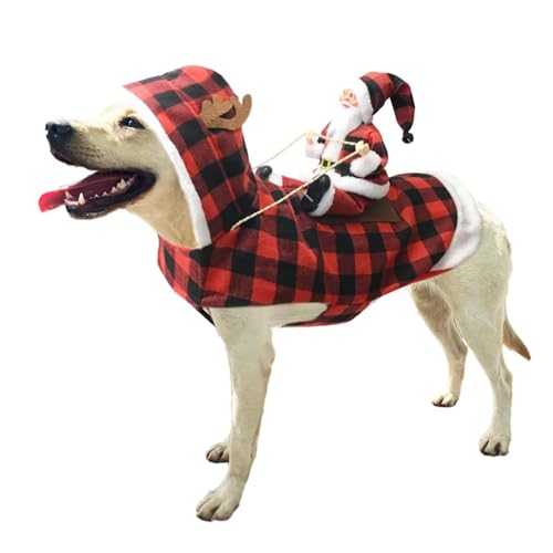 Haustier Weihnachtskleidung Weihnachten Hund Kostüm Weihnachtsmann Reiten Haustier Cosplay Kostüme Party Hunde Outfit für kleine, mittelgroße und große Hunde Weihnachtsmann Haustierkleidung (Farbe: von HKYBCF