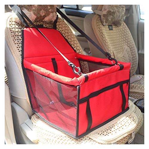 Hundeautositz Haustier Auto Sitzbeutel Doppel Dicke Reise Zubehör Mesh Hängende Taschen Falten Haustier liefert wasserdichte Hundematte Decke Sicherheit 793 (Color : Red, Size : L) von HKYBCF