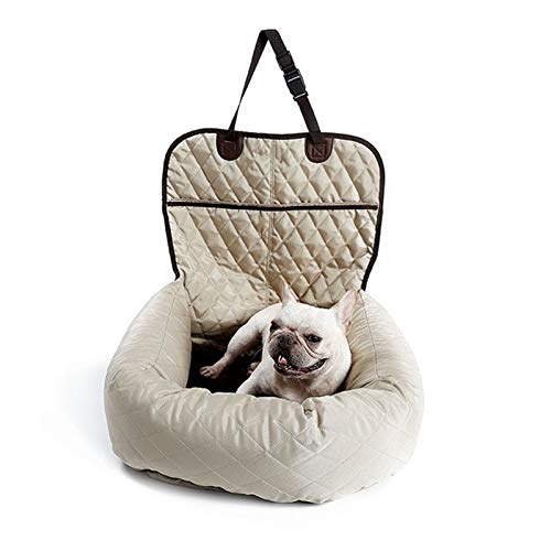 Hundeautositz Hund Autositz Bett Reise Hund Autositze for kleine mittelgroße Hunde Vordere Rückseite Sitz innen/Auto Verwenden Sie Haustier Auto Träger Bettbezug 793 (Color : Beige, Size : L) von HKYBCF