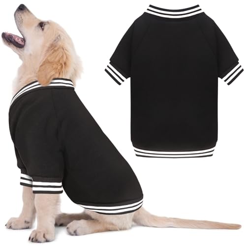 Hundepullover aus gebürstetem Fleece, Baseballjacke, weich, warm, Hundepullover für kleine Hunde, Hundepullover für mittelgroße Hunde, Jungen, Mädchen, Haustier (Schwarz, Größe S/M) von HLJ