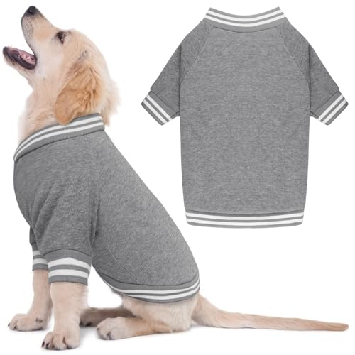 Hundepullover für große Hunde, gebürstetes Fleece, Baseballjacke, große Hundekleidung, weich, warm, Hunde-Sweatshirt, Jungen, Mädchen, Haustier (Grau, L) von HLJ