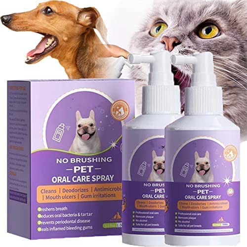 Dentalspray für Hunde Katzen Zahnstein und Maulgeruch, Pet Clean Teeth Cleaning Spray, Hund Zahnpflege Katze, Zahnspray zur Zahnreinigung, frischer Atem, Dentalspray für Hunde & Katzen (2 Stücke) von HLJS