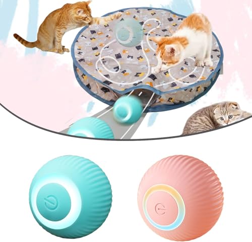 Interactive katzen spielzeug, Katzen Spielteppich, Katzenspielzeug Selbstbeschäftigung Matte Mit Ball, 2 in 1 Simuliertes Jagd Cat Toy, Katzenball Spielmatte für Stimuliert den Jagdinstinkt (Stil 1) von HLMNAKE