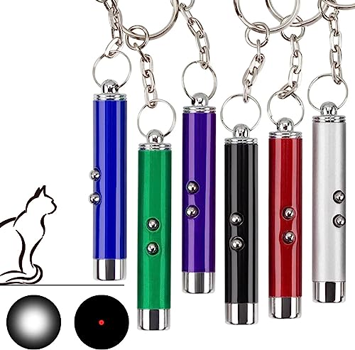 6 Stück LED Pointer Katzen Hund Spielzeug, LED Pointer Fangspiel Interaktives Spielzeug für Katzen Taschenlampe Light Licht Spielzeug für Haustiere Trainingsgerät, Nachtbeleuchtung Cat Chase Toys von HLXJR