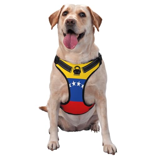 Hundegeschirr Flagge Venezuela für kleine, mittelgroße und große Hunde, reflektierende Riemen, verstellbare Passform mit Schnellverschluss-Schnallen von HMBGFW