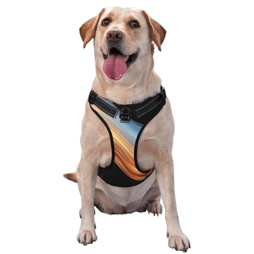 Hundegeschirr mit Farbverlauf, Orange und Blau, für kleine, mittelgroße und große Hunde, reflektierende Riemen, verstellbare Passform, mit Schnellverschluss-Schnallen von HMBGFW