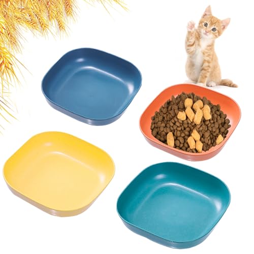 HMDZMR Katzenfutterschüssel-Set, 15,2 cm breit, flache Katzennäpfe zur Linderung von Schnurrhaar-Müdigkeit, kleiner, flacher Katzennapf, flacher Futternapf oder Teller für Katzen und kleine Hunde (4 von HMDZMR