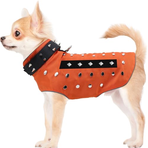 Coyote Proof Dog Vest for Small Medium Dogs, Reflective Waterproof Dog Spike Vest Harness with Rivets and D Ring, Soft Fleece Lining Adjustable Puppy Protective Vest, Prevent Coyote Hawks Attacks, XS von HMGOLD