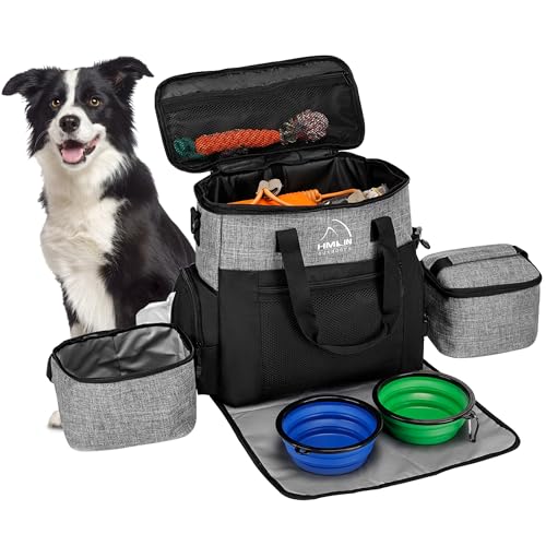 6er-Set Hundetasche, Reisezubehör für Hunde, enthält 2 Reise-Hundefutterbehälter, 2 faltbare Hundenäpfe, 1 Platzset, Reisezubehör für Hunde von HMLIN OUTOOORS