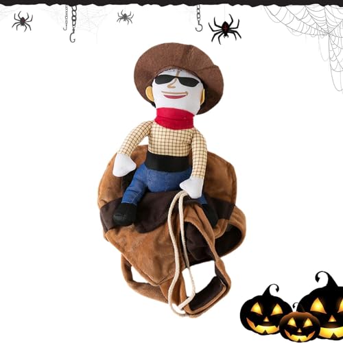 HMLTD Cowboy-Reiter-Hundekostü - Katzen gruseliges Halloween-Kostü, lebensechte Cosplay-Outfits | Halloween-Kostüme für Haustiere für Halloween-Reisen, Halloween-, Foto-Requisiten von HMLTD