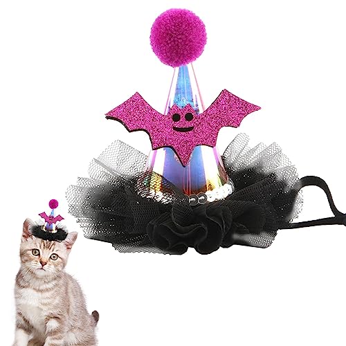 HMLTD Halloween-Haustiermütze,Haustier-Kostü -Bandana-Mütze - Halloween-Halloween-Haustierhut mit Fledermaus-Kürbis-Muster, weiches Hunde- und Katzen-Kostü für Katzenhaustiere von HMLTD