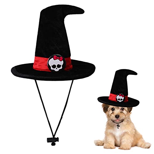 HMLTD Halloween-Hut für Hund,Totenkopf-Muster, Cosplay-Kostü, Hut, Samtstoff, Haustier-Fotografie-Requisiten | Haustier-Halloween-Requisiten für kleine bis mittelgroße Welpen und Katzen von HMLTD