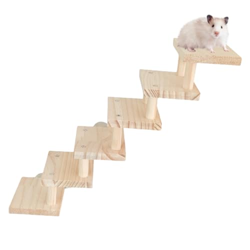 Hamsterkäfigleiter, Anti-Biss-Holztreppe, kaubeständiges Kleintierkäfig-Kletterspielzeug, Haustierplattform-Zubehör, Lebensraumspielzeug für kleine Schweine, Chinchillas, Meerschweinchen Hmltd von HMLTD