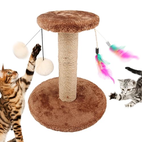 HMLTD Katzenkratzbaum | Kratzspielzeugpfosten aus Sisal für Katzen,Katzenkratzer mit Flauschigen Bällen und Federn, für Kätzchen und Katzen von HMLTD