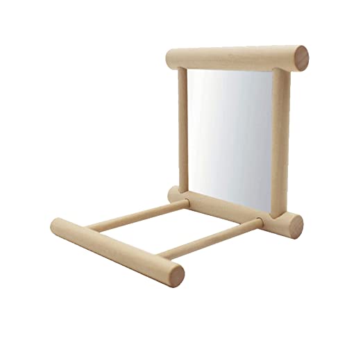 Vogel Holzspiegel - Spiegelspielspielzeug aus Holz für Vögel - Pet Bird Mirror Stand, Sittichspielzeug, Interaktives Papageienspielzeug für Papagei, Ara, Graupapageien, Wellensittiche, Hmltd von HMLTD