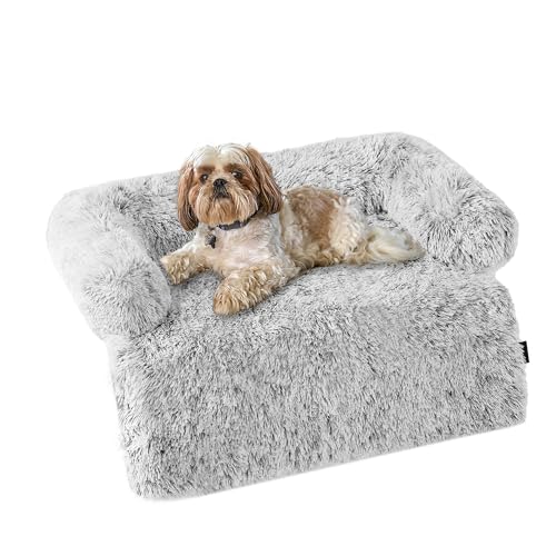 HMTOPE Hundebett, Anti Bewuchs Hundedecken, Hundesofa, Sofaschutz, Waschbar und rutschfest Hundekissen für Kleine Hunde, Größe M, 80 x 75 x 16 cm, Hellgrau von HMTOPE