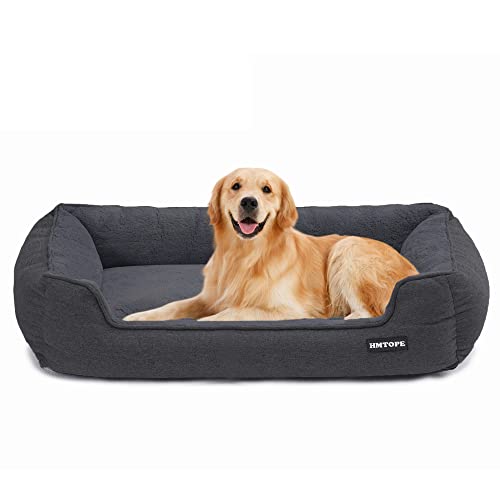 HMTOPE Hundebett, Hundesofa, Hundekissen, Hundekörbchen Abnehmbar und waschbar, Dunkelgrau, 110 x 86 x 26 cm von HMTOPE