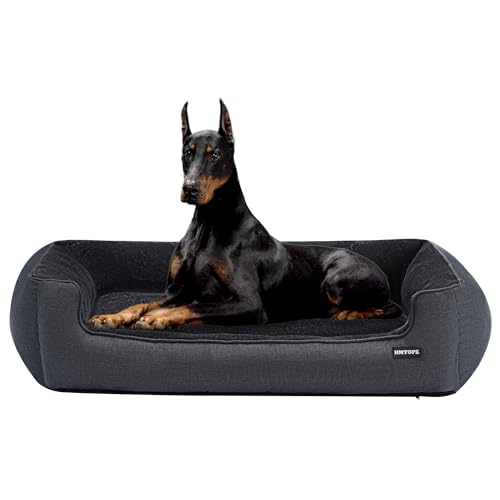 HMTOPE Hundebett, Hundesofa, Hundekissen, Hundekörbchen Abnehmbar und waschbar, Dunkelgrau, 120 x 90 x 30 cm von HMTOPE