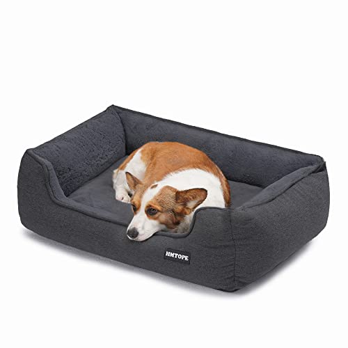 HMTOPE Hundebett, Hundesofa, Hundekissen, Hundekörbchen Abnehmbar und waschbar, Dunkelgrau, 90 x 75 x 25 cm von HMTOPE