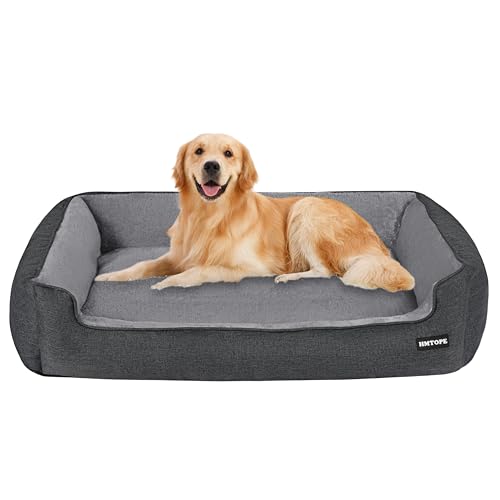 HMTOPE Hundebett, Hundesofa, Hundekissen, Hundekörbchen Abnehmbar und waschbar, Grau Spleißen, 110 x 86 x 26 cm von HMTOPE