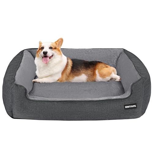 HMTOPE Hundebett, Hundesofa, Hundekissen, Hundekörbchen Abnehmbar und waschbar, Grau Spleißen, 90 x 75 x 25 cm von HMTOPE