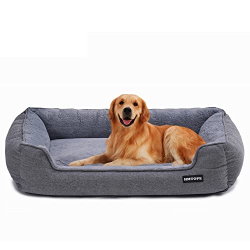 HMTOPE Hundebett, Hundesofa, Hundekissen, Hundekörbchen Abnehmbar und waschbar, Hellgrau, 110 x 86 x 26 cm von HMTOPE