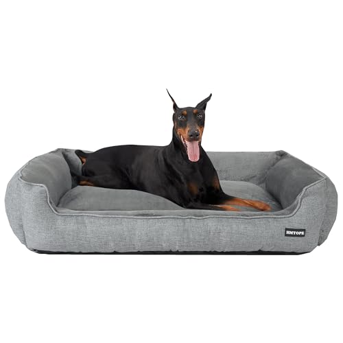 HMTOPE Hundebett, Hundesofa, Hundekissen, Hundekörbchen Abnehmbar und waschbar, Hellgrau, 120 x 90 x 30 cm von HMTOPE