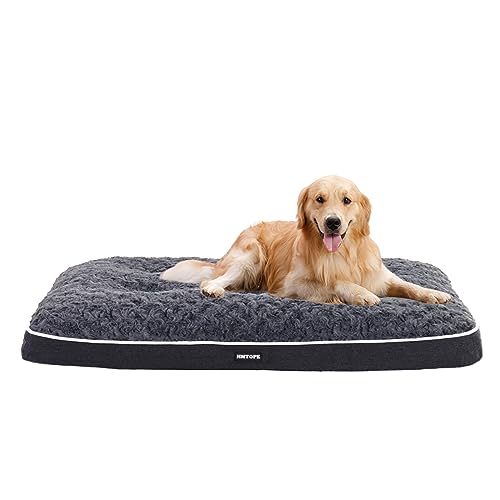 HMTOPE Orthopädisches Hundebett, Hundematte im Doppelstock-Design, Waschbar Hundekissen, Abnehmbar Hundekorb, 105 cm für Mittelgroße Hunde, Dunkelgrau von HMTOPE