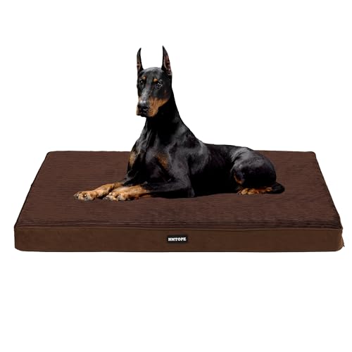 HMTOPE Orthopädisches Hundebett, 10cm Dicke Hundekissen für Grosse Hunde, Abnehmbar und Waschbar Hundematte, rutschfeste Unterseite, Wasserdichtes Innenfutter, 120 cm, Braun von HMTOPE