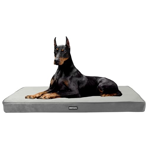 HMTOPE Orthopädisches Hundebett, 10cm Dicke Hundekissen für Grosse Hunde, Abnehmbar und Waschbar Hundematte, rutschfeste Unterseite, Wasserdichtes Innenfutter, 120 cm, Hellgrau von HMTOPE