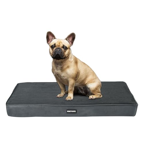 HMTOPE Orthopädisches Hundebett, 8cm Dicke Hundekissen für Kleine Hunde, Abnehmbar und Waschbar Hundematte, rutschfeste Unterseite, Wasserdichtes Innenfutter, 76 cm, Dunkelgrau von HMTOPE