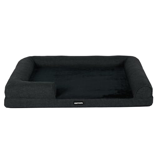 HMTOPE Orthopädisches Hundebett, Hundesofa, hohen Rand, Hundekissen, Hundekorb, Abnehmbar und waschbar, Grosse Hunde & MittelgroßeHunde, Schwarzgrau, 120cm von HMTOPE