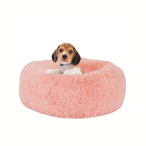 HMTOPE Orthopädisches Hundebett rund Hundekissen Hundesofa Katzenbett Donut Kuscheliges Hundekorb Waschbar, 60 cm Ø, Rosa von HMTOPE